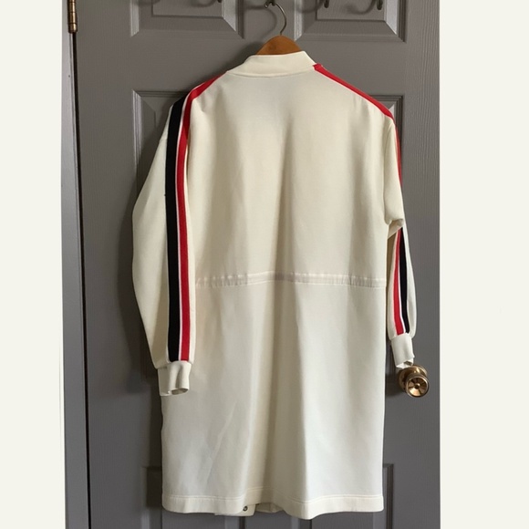 mo & co mo co long collarless track style jacket off white size large like new - Picture 3 of 6